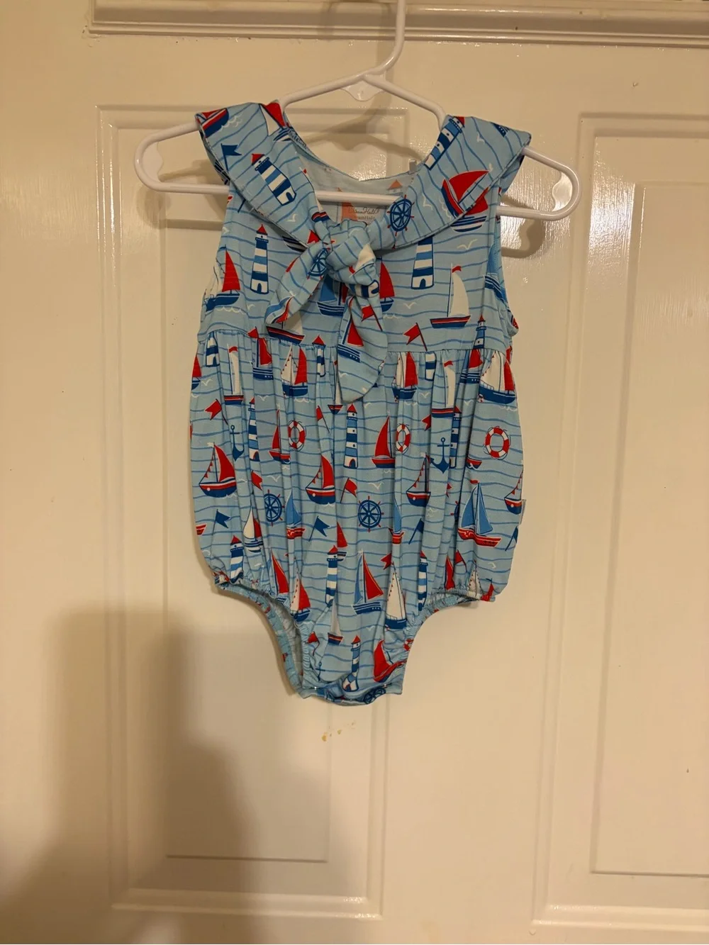 Dream Halo Girls Classic Nautical Sailboat & Lighthouse Print Bubble 18-24 Month